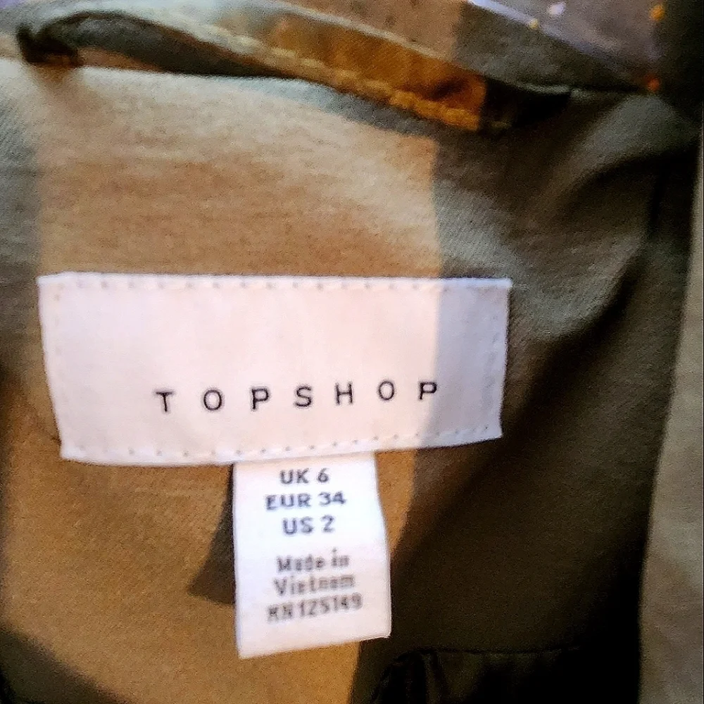 Topshop utility blazer in khaki olive size 2 - Picture 7 of 7